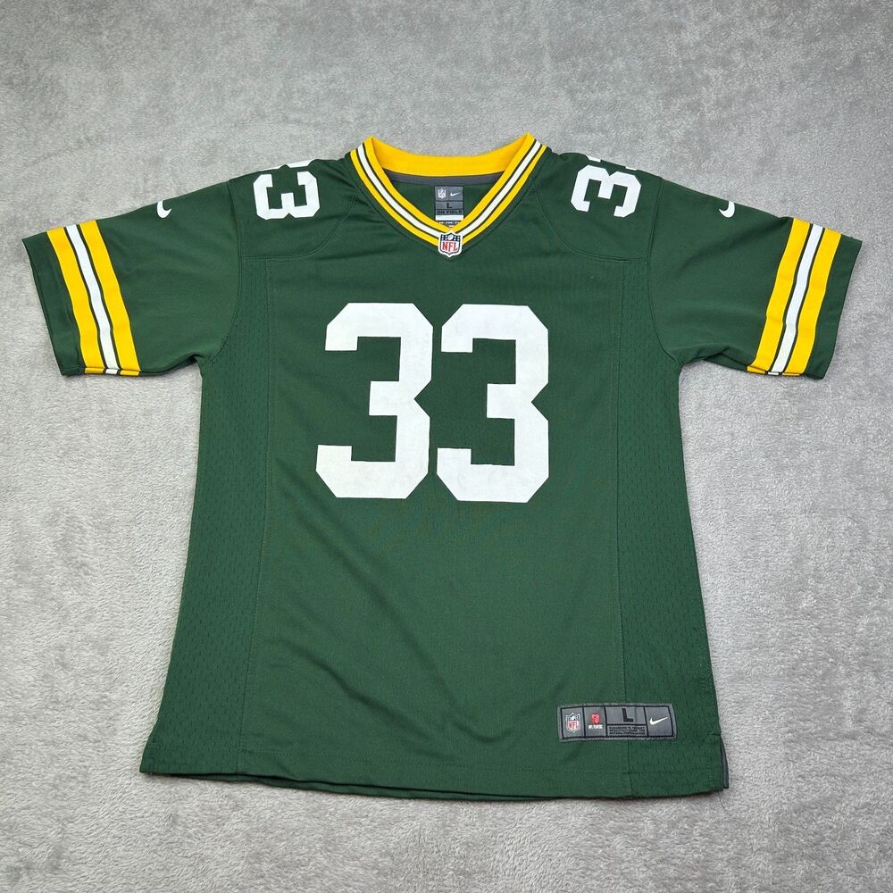 Green Bay Packers Aaron Jones#33 Jersey Kids L(14/16) Green Nike Football NFL